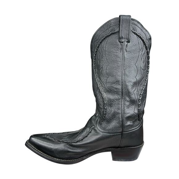 Vintage Dan Post Men’s Albany Bucklace Black Leather Cowboy Boots Size US 12 D main image 10